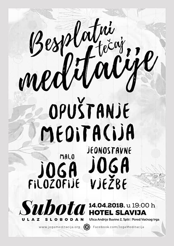Besplatni tečaj meditacije, Opuštanje, Jednostavne joga vježbe, Malo joga filozofije 14.04.2018